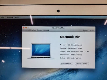 Apple MacBook Air A1466 13.3" Intel I5 CPU 4GB RAM 120 SSD