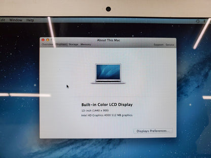 Apple MacBook Air A1466 13.3" Intel I5 CPU 4GB RAM 120 SSD